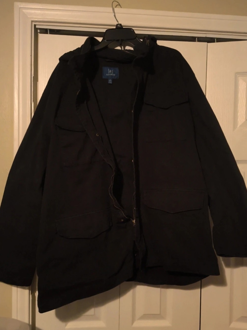 George Men's Black Lightweight Shirt Jacket with Hood